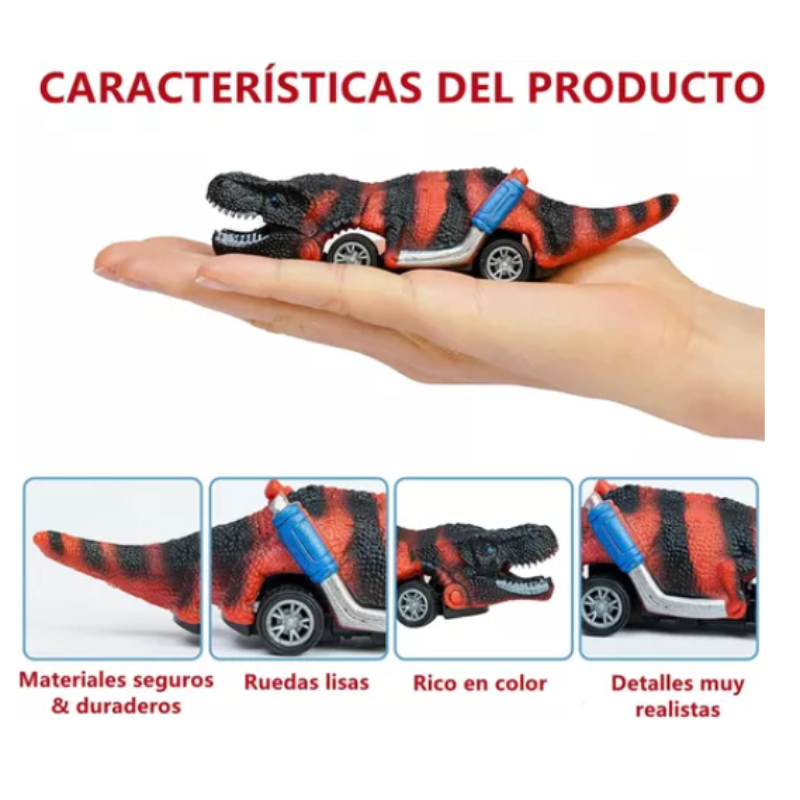 Juguetes De Dinosaurio 6 Carritos Coches Pull-back Tracción.