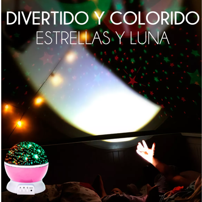 Lampara Proyector Estrellas Luz Led Giratoria Bebe Niños.