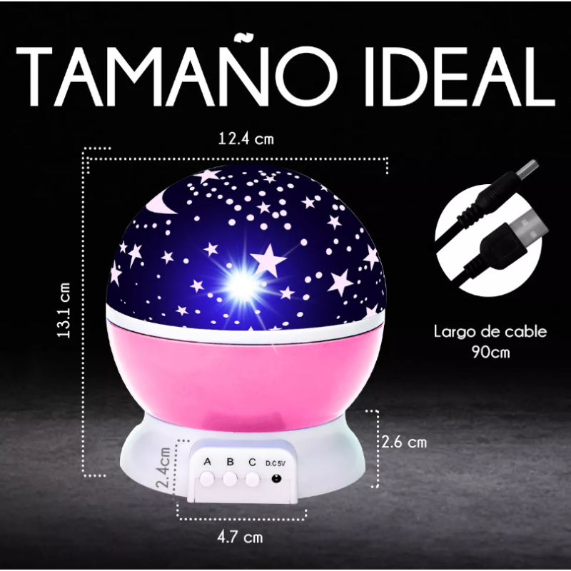 Lampara Proyector Estrellas Luz Led Giratoria Bebe Niños.