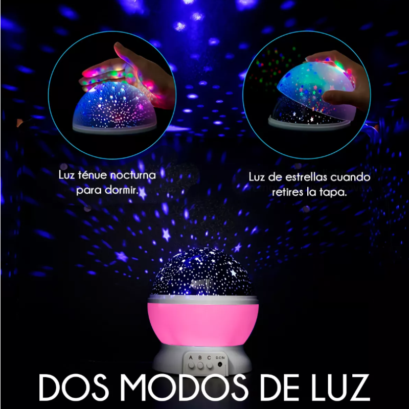 Lampara Proyector Estrellas Luz Led Giratoria Bebe Niños.