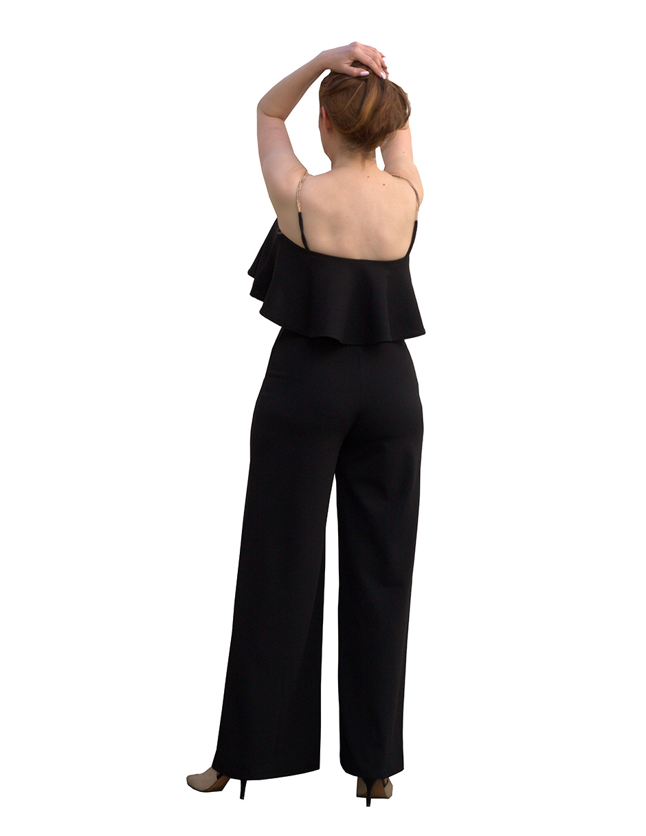 Conjunto mujer pantalón campana y blusa Eva Berry negro formal