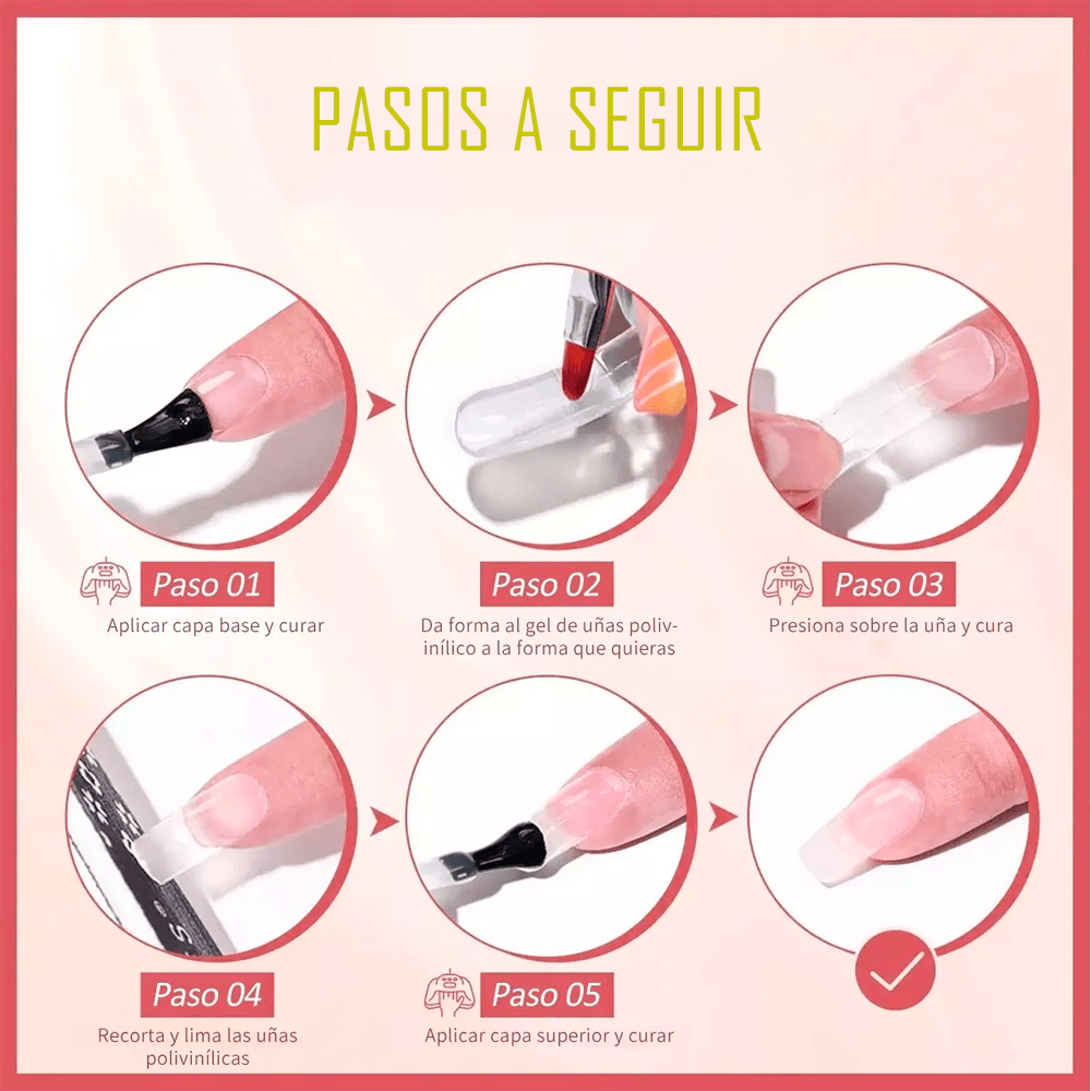 Kit Gel De Uñas Con Lámpara Uv Polygel Extención De Uñas Cuidado y Mnicura