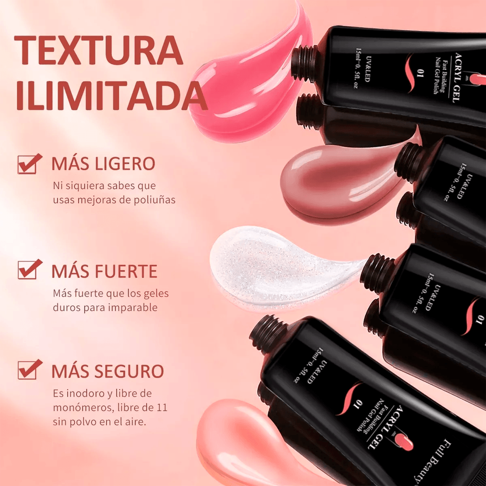 Kit Gel De Uñas Con Lámpara Uv Polygel Extención De Uñas Cuidado y Mnicura