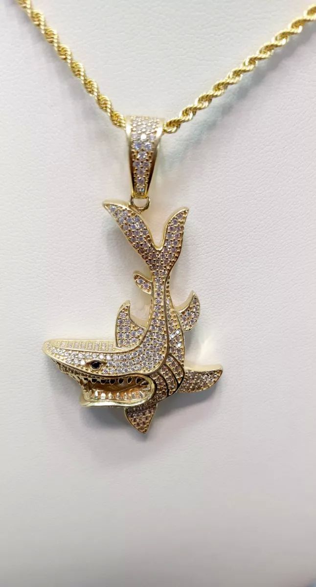 Kit Cadena Torzal + Dije Tiburon Oro 10 K. + Obsequio.