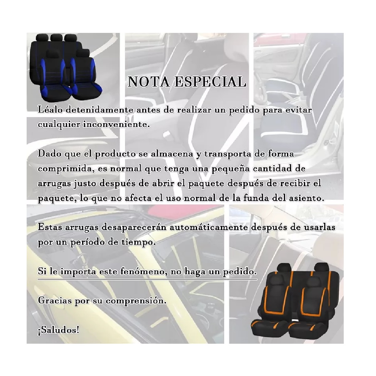 Fundas Para Asientos De Auto Universal 9 Piezas Azul