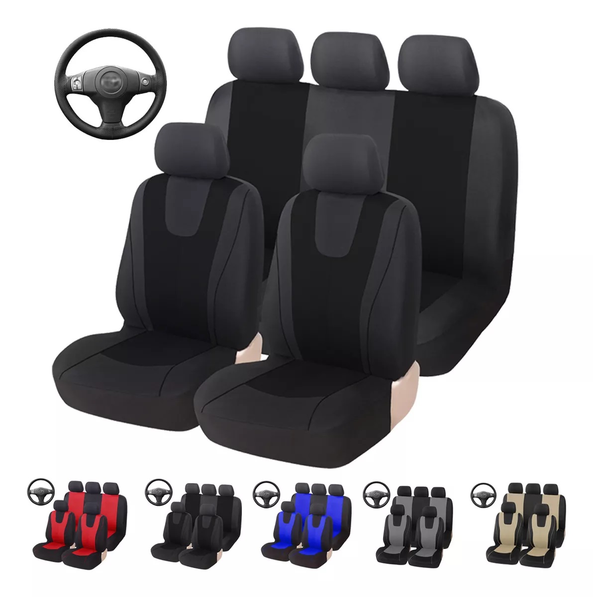 Universal Funda De Asiento Para Asiento Automóvil 10 Piezas Negro