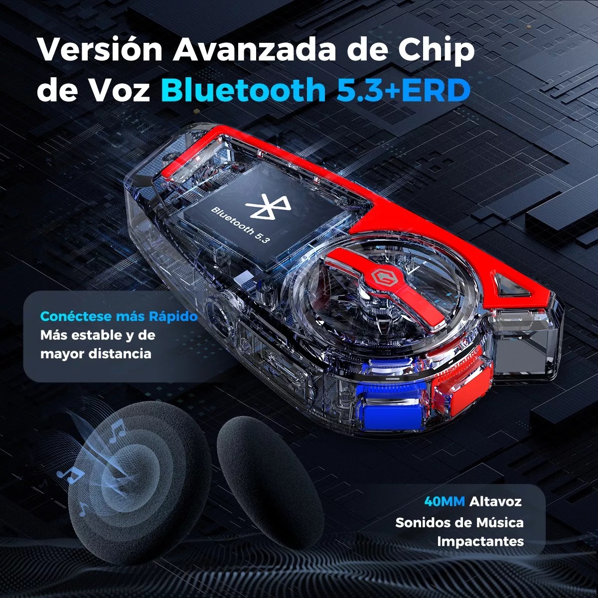 Audífonos Para Casco De Motos Bluetooth 5.3 Ip65 Con Luces