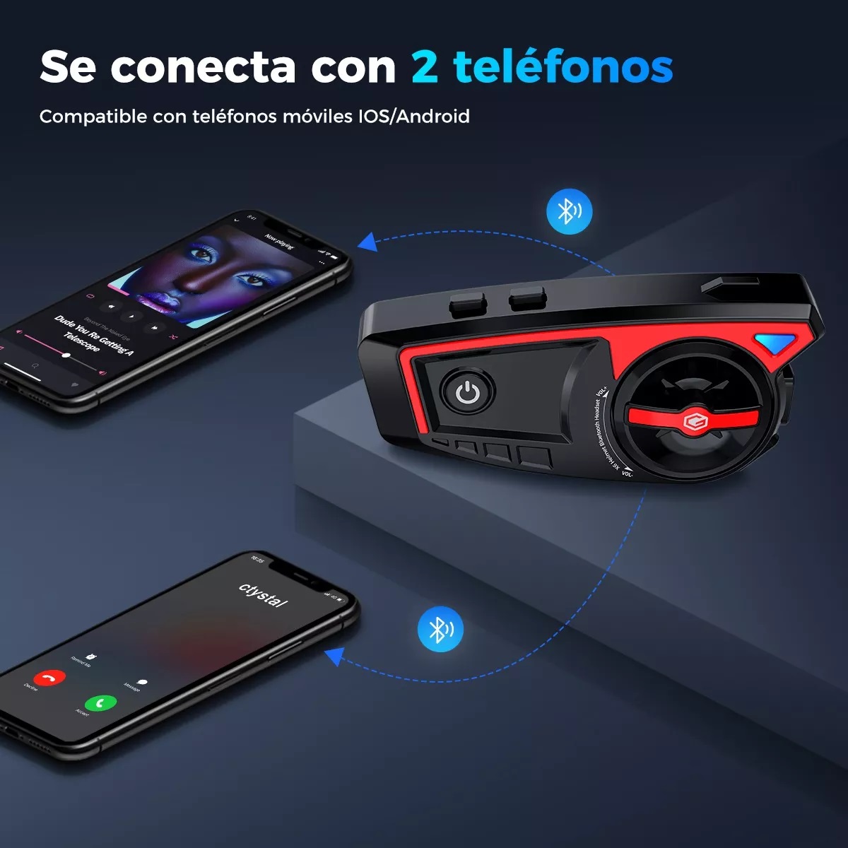 Audífonos Para Casco De Motos Bluetooth 5.3 Ip65 Con Luces
