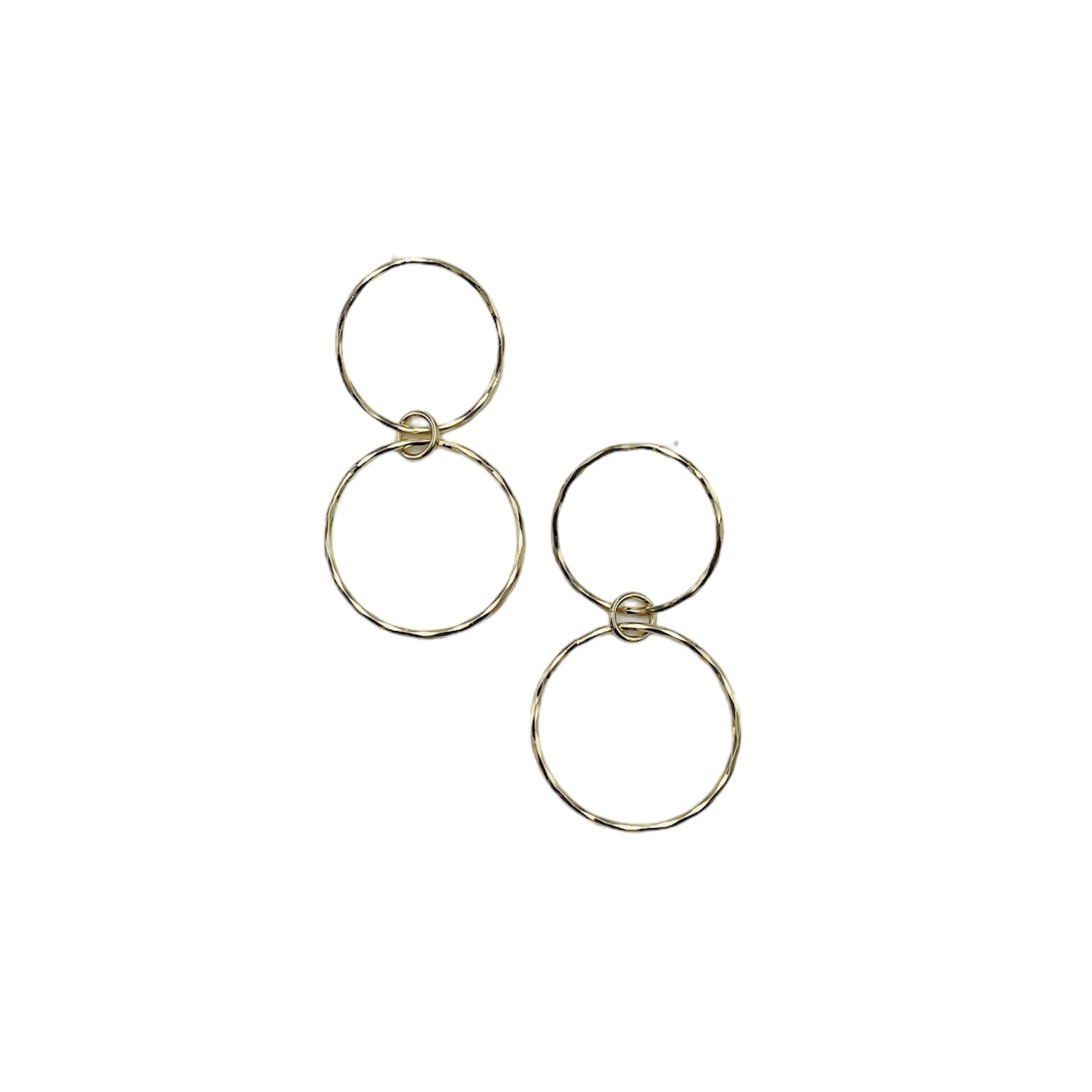 Aretes largos 2 aros- Baño de oro 18K- Aretes dorados
