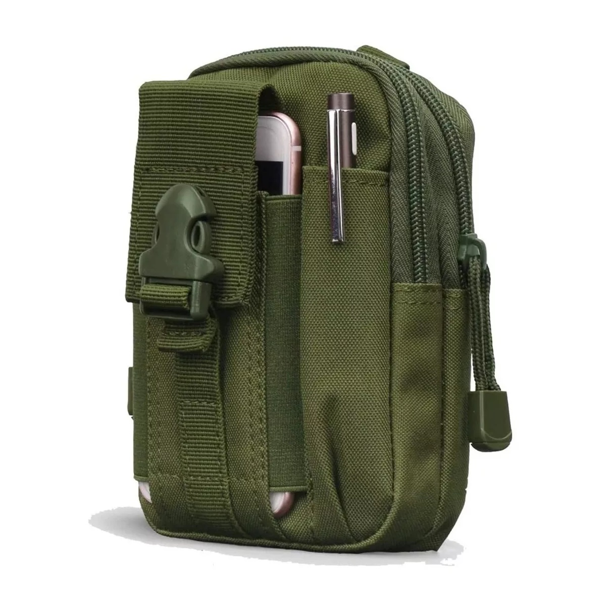 Bolsas Tácticas + Cinturón Militar + 3 Ganchos + Pedernal Verde