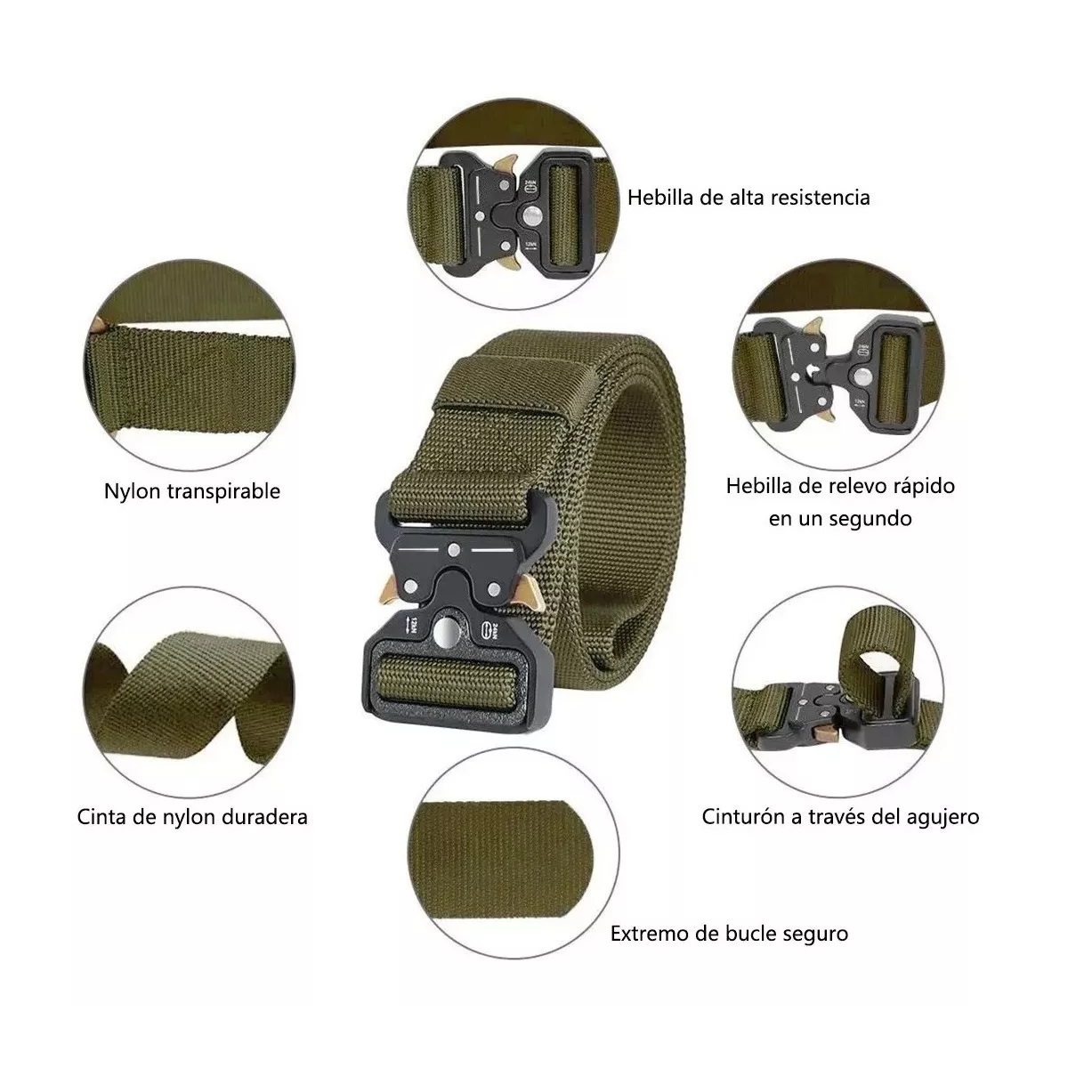 Bolsas Tácticas + Cinturón Militar + 3 Ganchos + Pedernal Verde