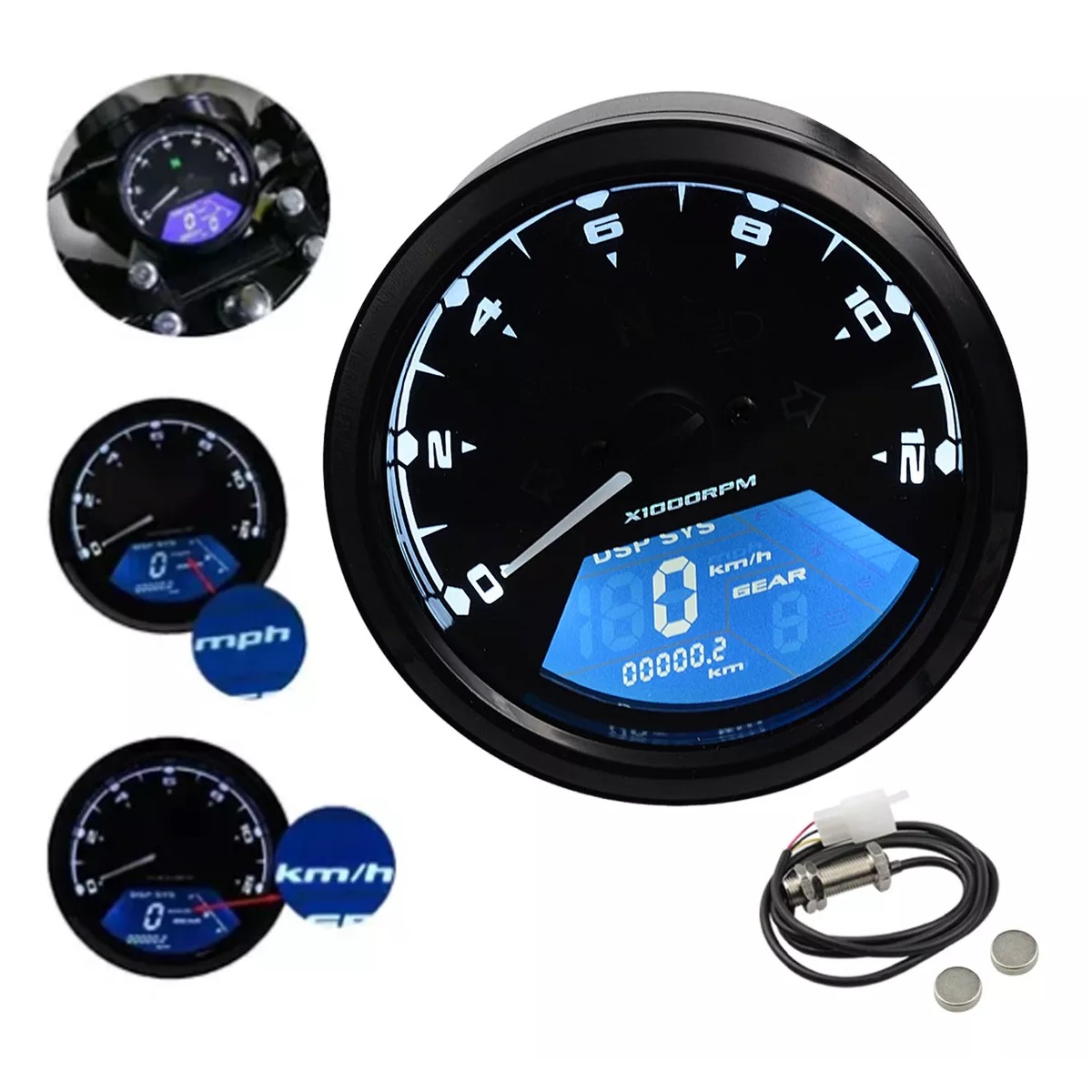 Velocimetro Con Digital Para Tablero Led Moto Universal 12v