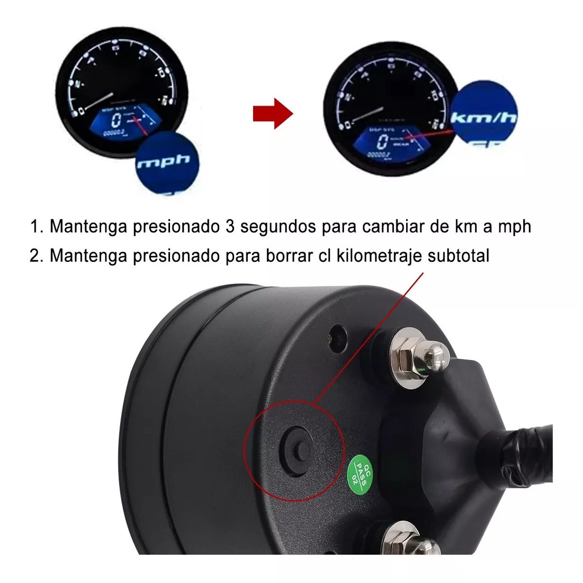 Velocimetro Con Digital Para Tablero Led Moto Universal 12v