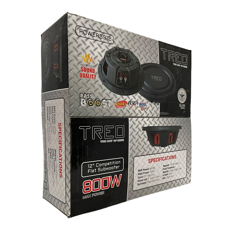 Subwoofer Plano Doble Bobina 12 Pulg Treo POWERSS12 400W RMS.