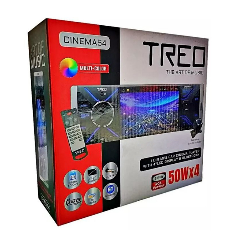 Autoestéreo TREO 1 DIN MP5 PANT. LCD 4 Pulgadas USB BT  CINEMA54.