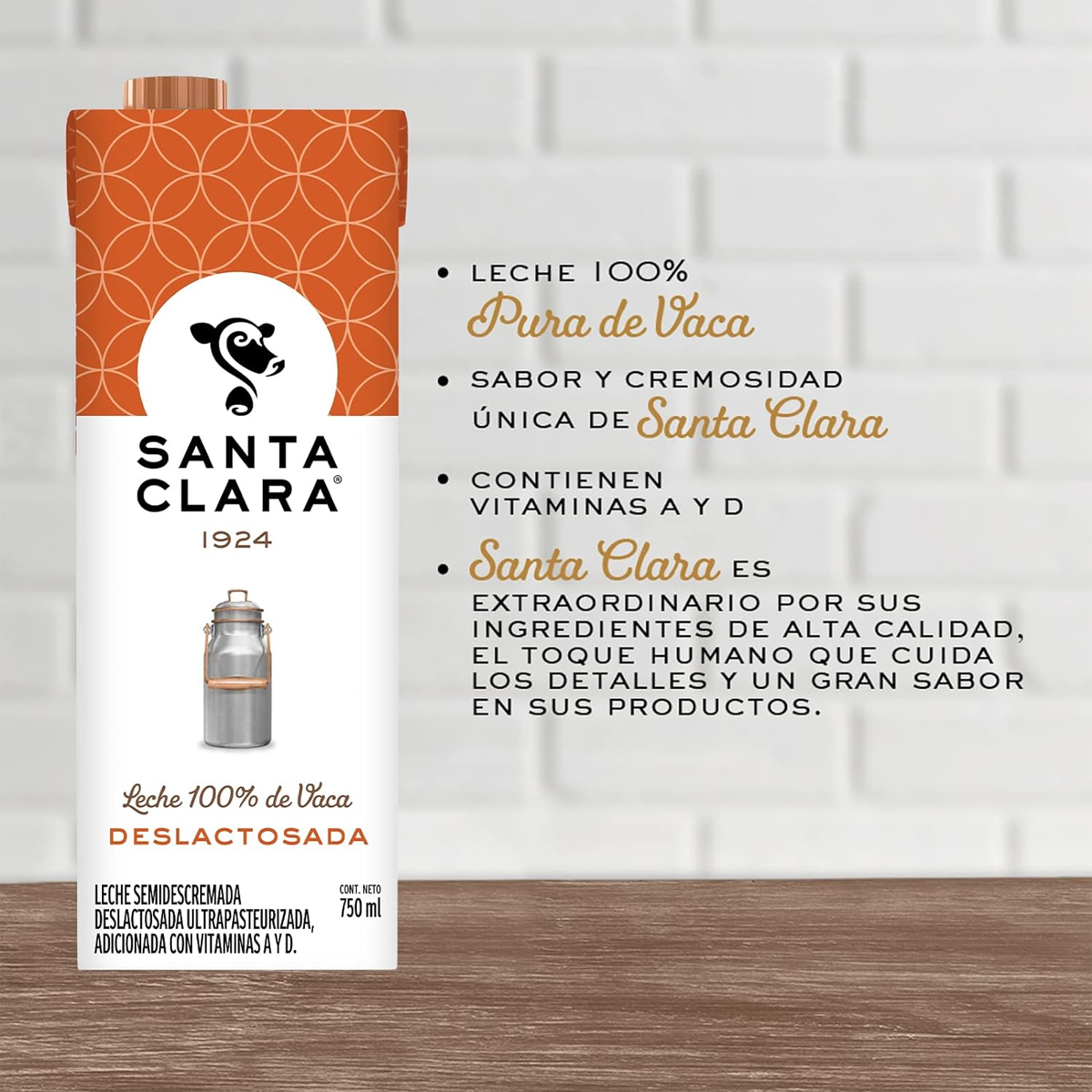 Leche Santa Clara Deslactosada 1 Pack con 12 Leches de 750 ml