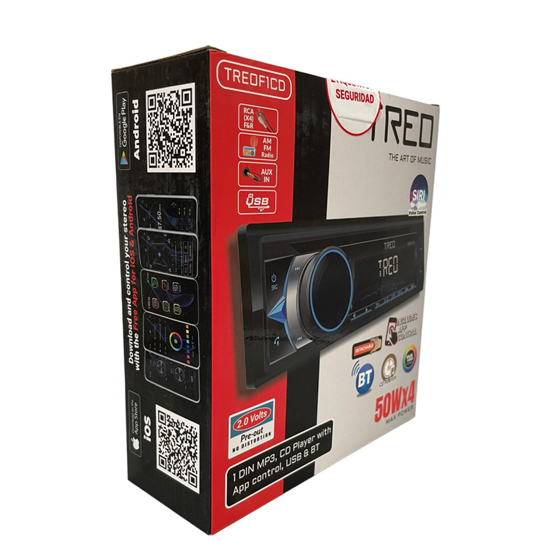 Autoestéreo TREO TREOF1CD 1 DIN con Mecanismo CD, USB y BT.