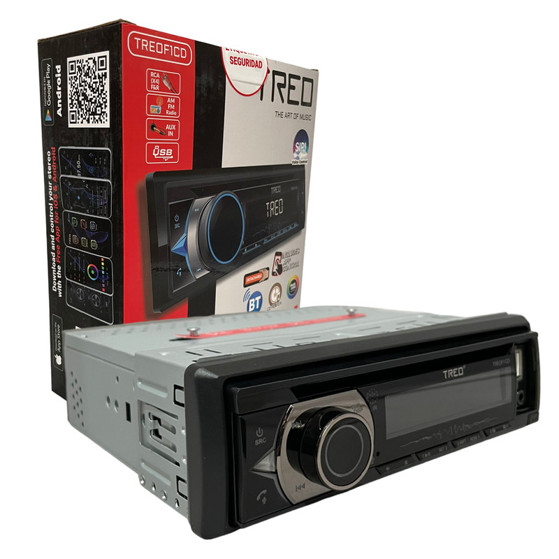 Autoestéreo TREO TREOF1CD 1 DIN con Mecanismo CD, USB y BT.