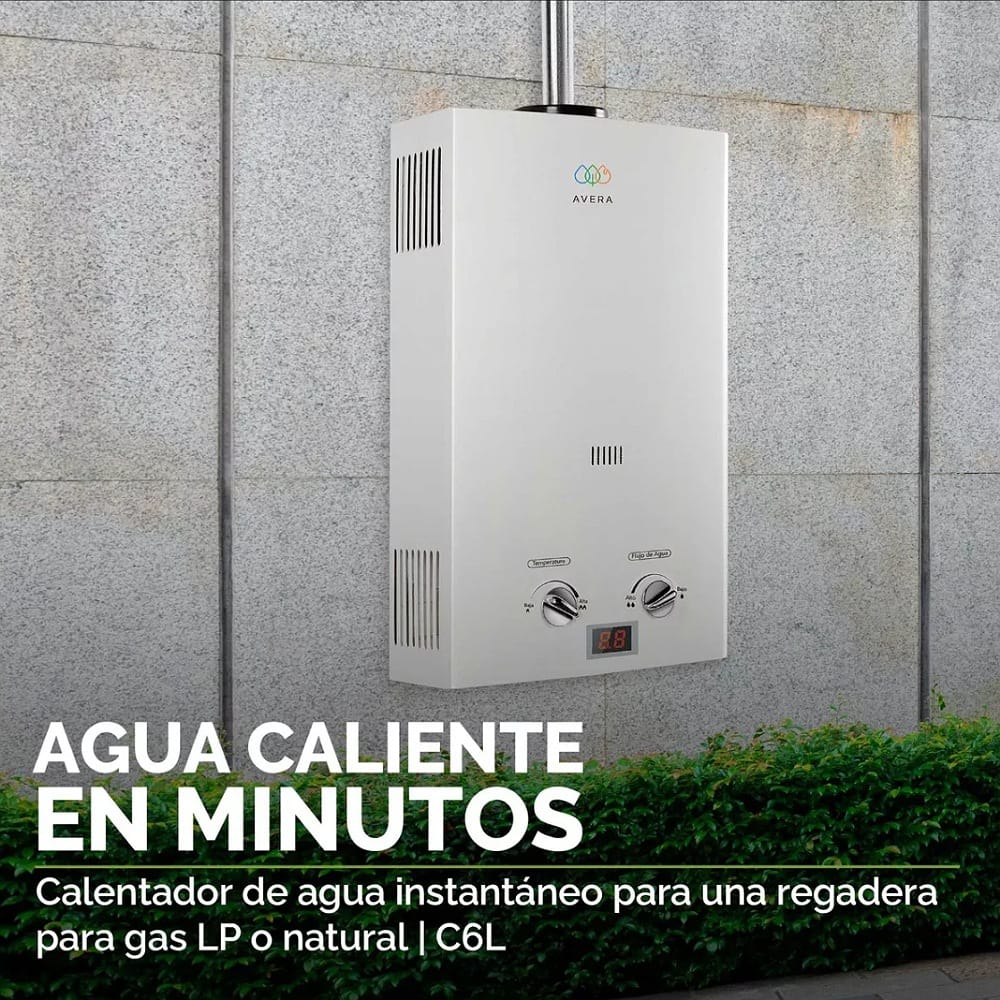 Calentador de agua a gas GLP Avera C6L blanco