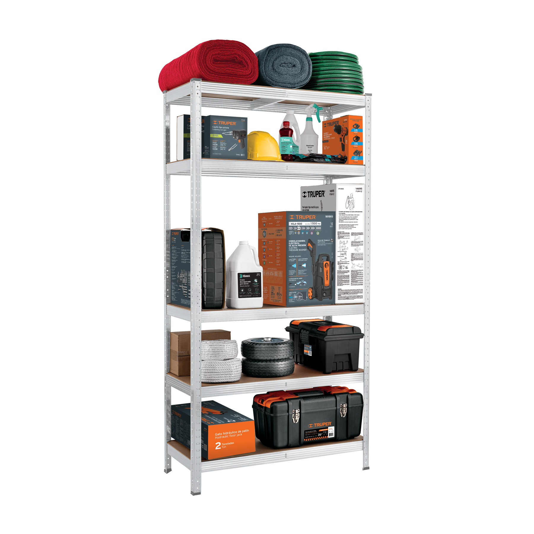 ESTANTE METÁLICO 5 REPISAS MDF 180X40X90, CAPACIDAD 35 KG PRETUL 29022