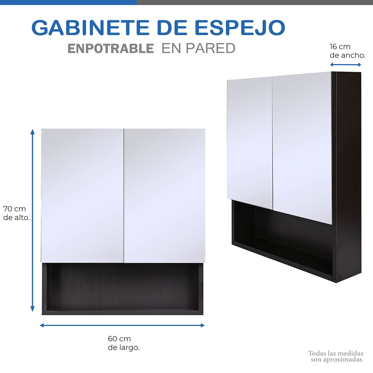 Mueble botiquín con espejo para baño marca Gravita