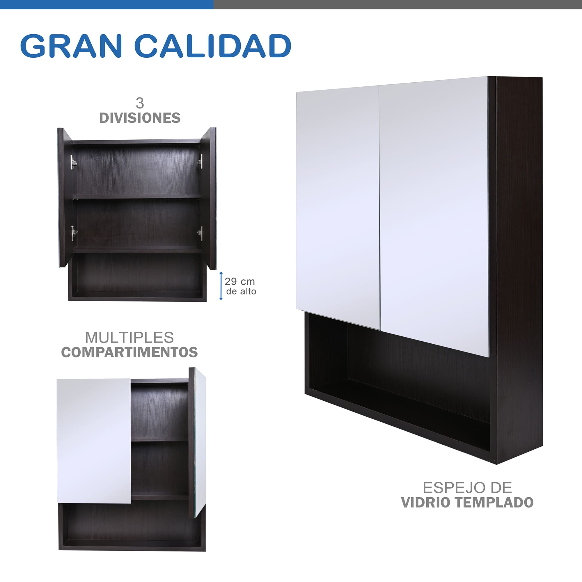 Mueble botiquín con espejo para baño marca Gravita