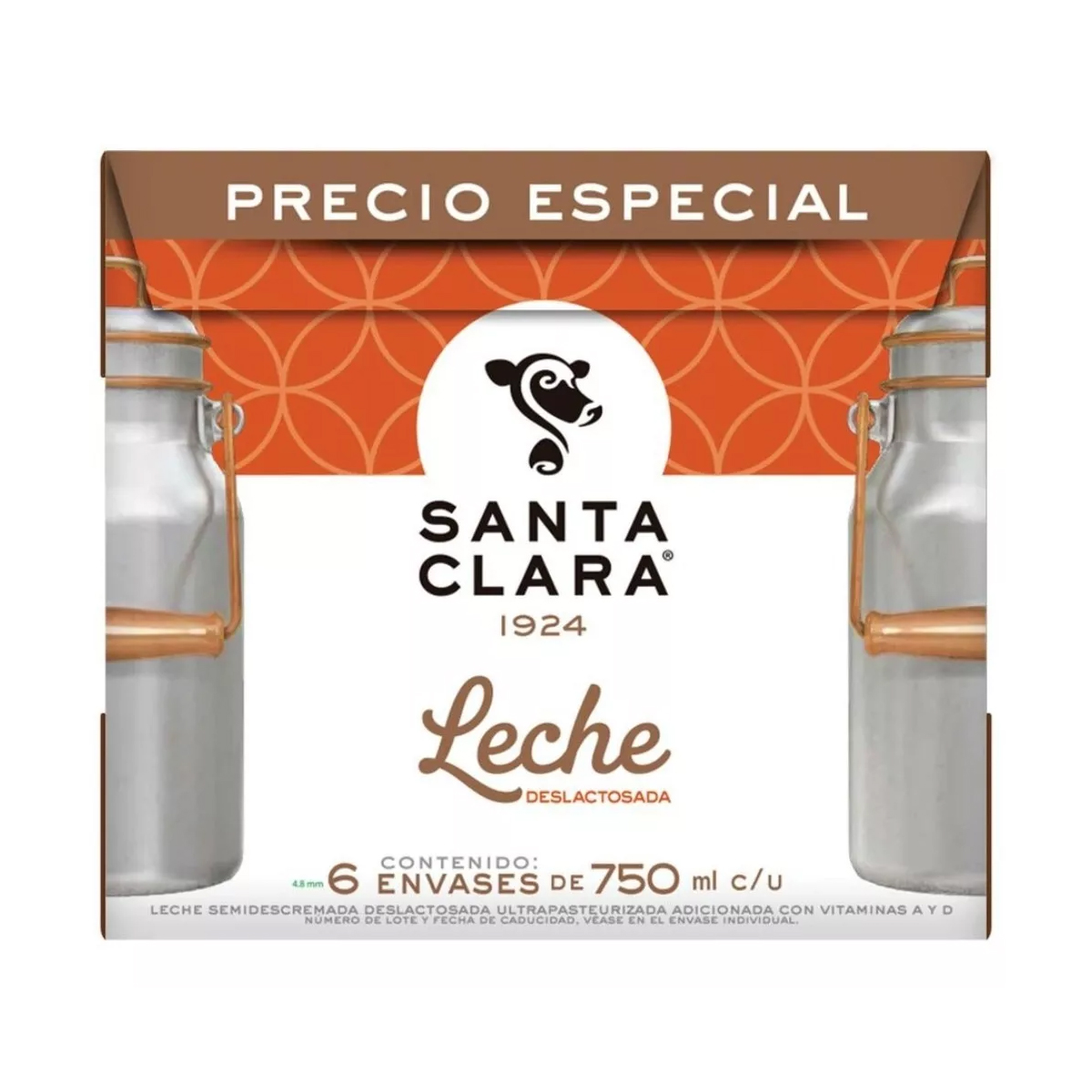 Leche Santa Clara Deslactosada 1 Pack con 6 Leches de 750 ml
