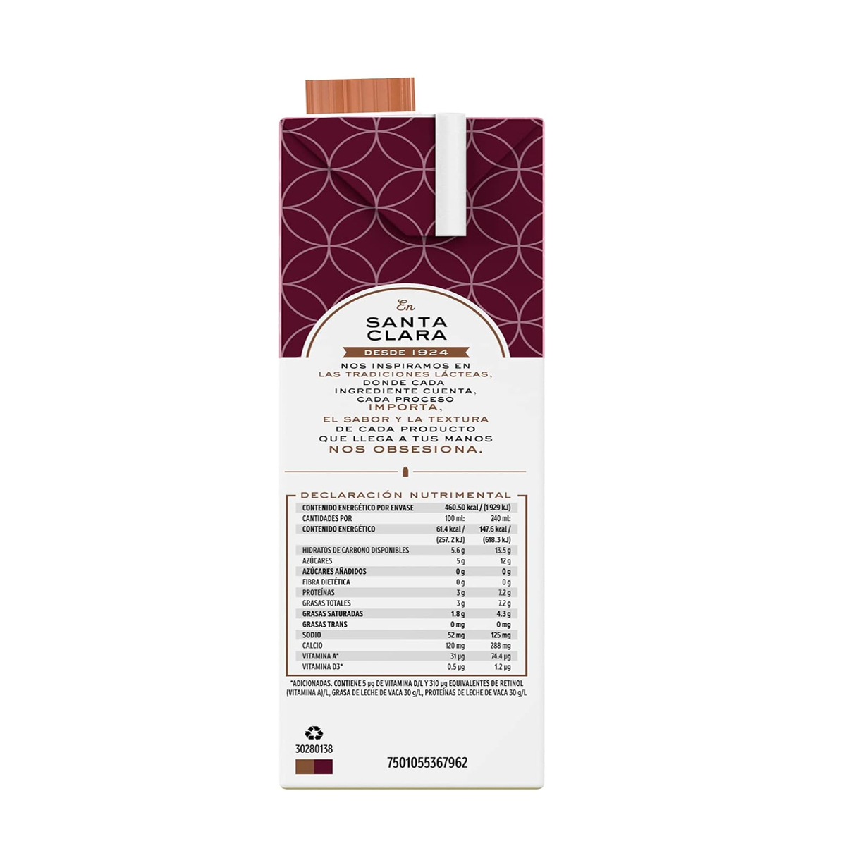 Leche Santa Clara Entera 1 Pack con 6 Leches de 750 ml c/u