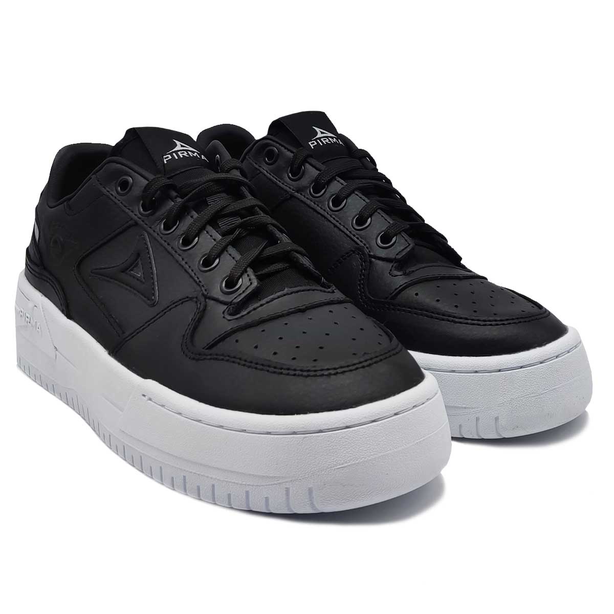 Tenis Pirma 5524 Negro Blanco Mujer Casuales Plataforma 100% Piel	