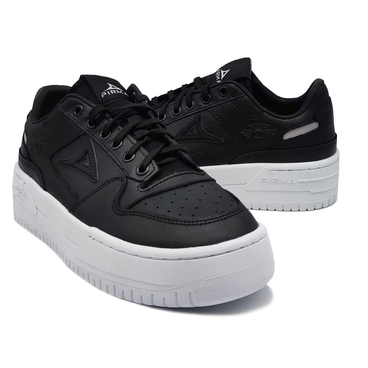 Tenis Pirma 5524 Negro Blanco Mujer Casuales Plataforma 100% Piel	