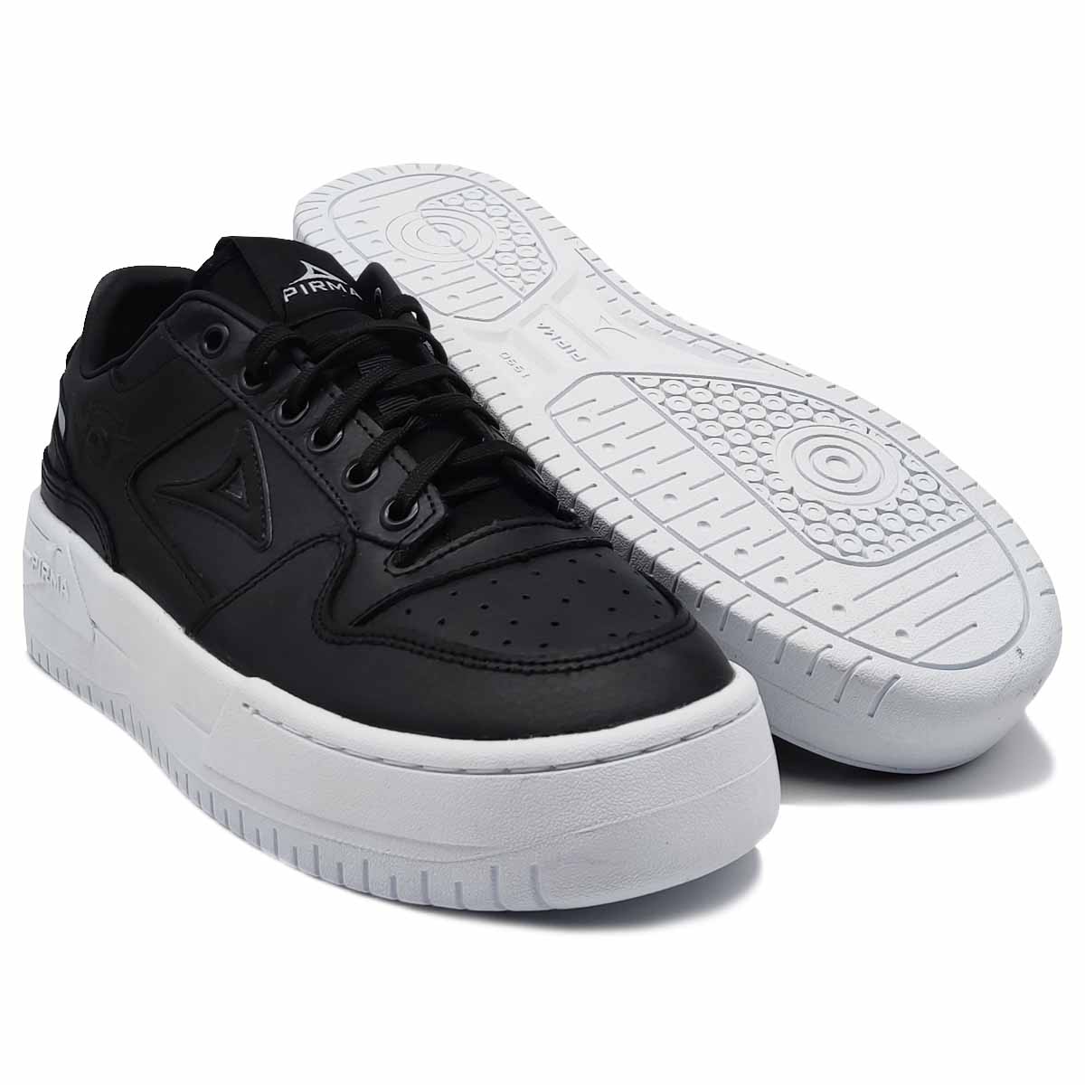 Tenis Pirma 5524 Negro Blanco Mujer Casuales Plataforma 100% Piel	