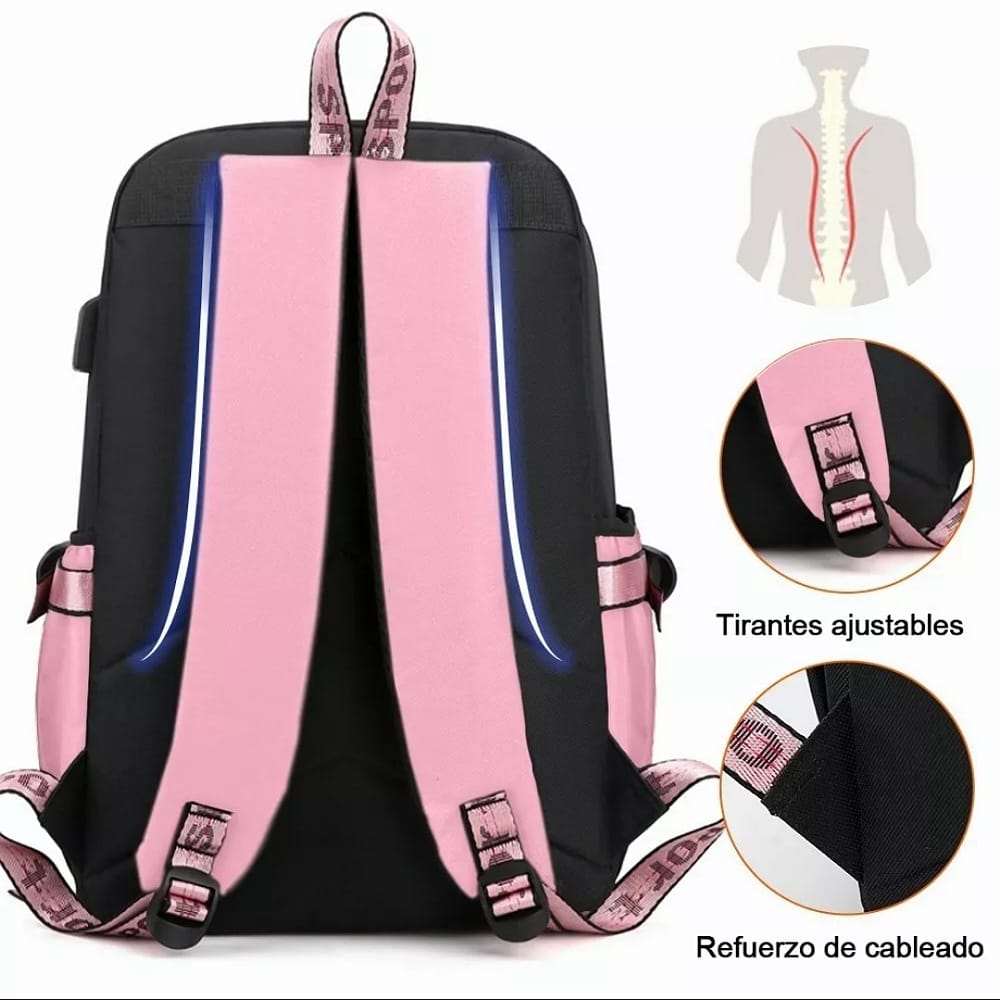 Mochila Kawaii Estilo Coreano Juvenil Moda Con Puerto Usb