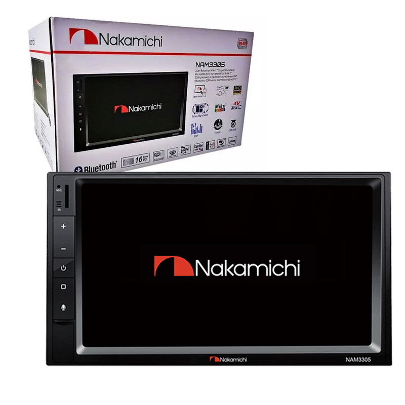 Estéreo Pantalla Touch de 7 pulgadas Nakamichi NAM3305  2 Din Mirrorlink Bluetooth USB Carplay Android Auto.