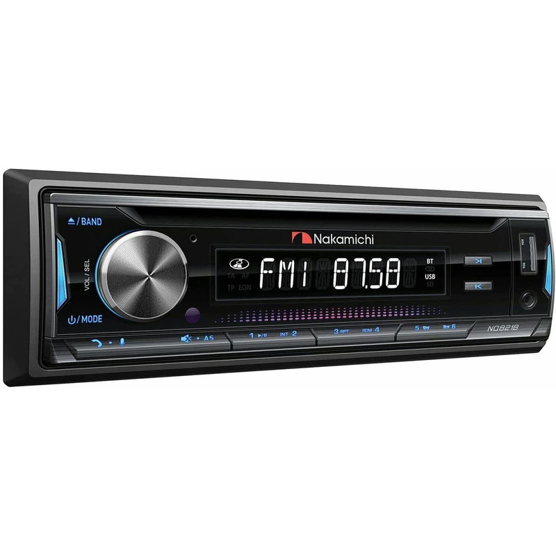 Autoestéreo 1 DIN Nakamichi NQ821B Desmontable CD Bluetooth IOS Android RGB.