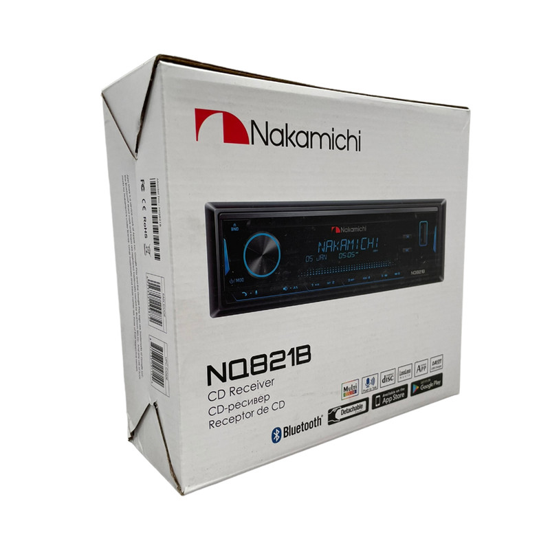 Autoestéreo 1 DIN Nakamichi NQ821B Desmontable CD Bluetooth IOS Android RGB.