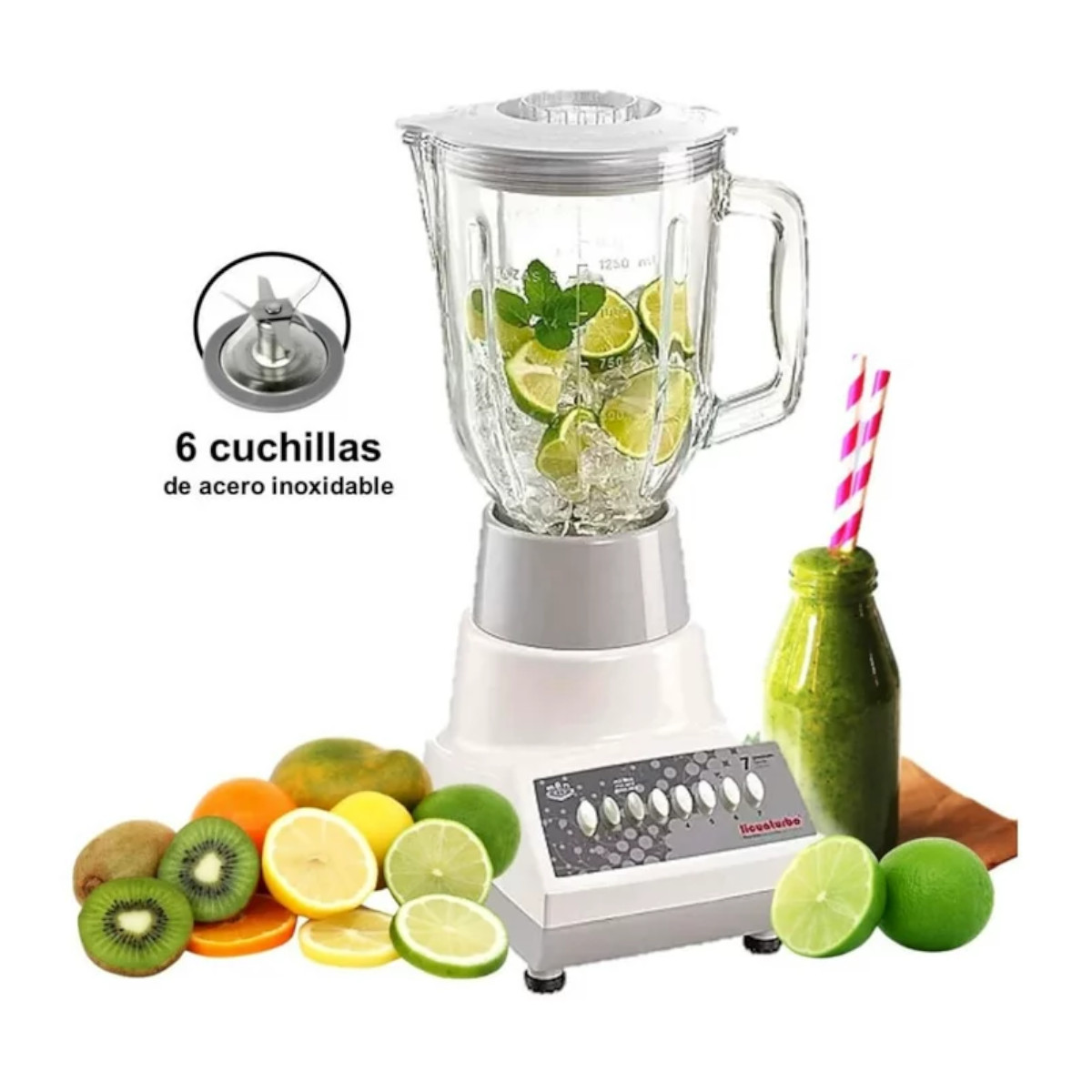 Licuadora MAN LPV-507 vaso Vidrio 1.5 Lt. 7 velocidades.
