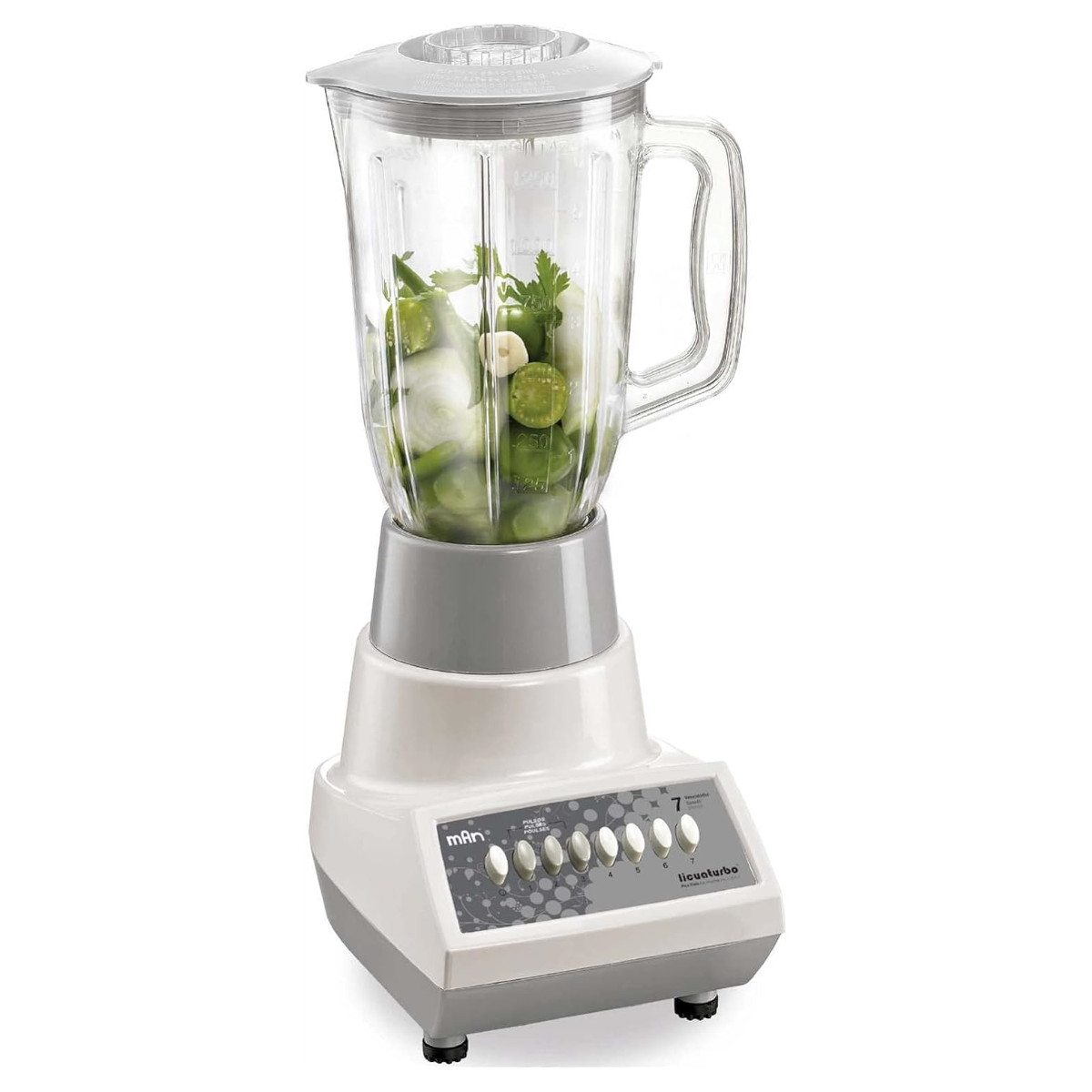 Licuadora MAN LPV-507 vaso plástico 1.5 Lt. 7 velocidades.