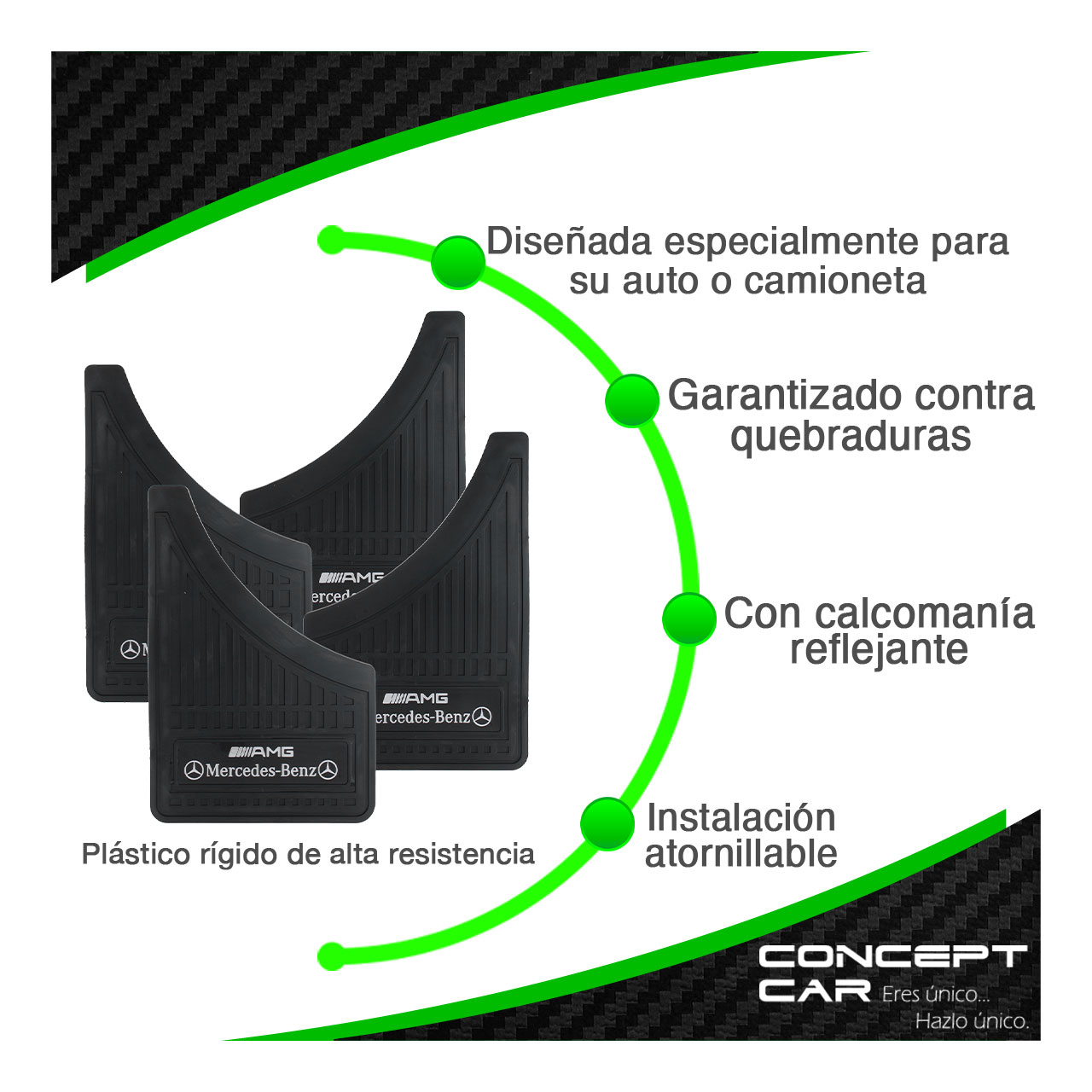 Kit 4 Loderas Pantaletas Auto Camioneta Plastico Marca Premium