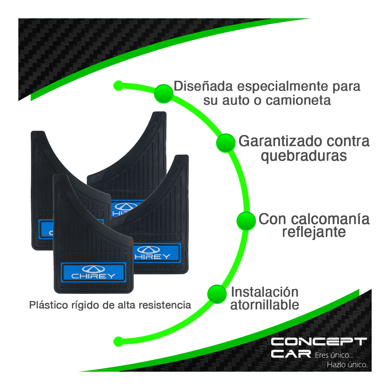 Kit 4 Lodera Pantaleta Auto Camioneta Plastico Marcas Nuevas