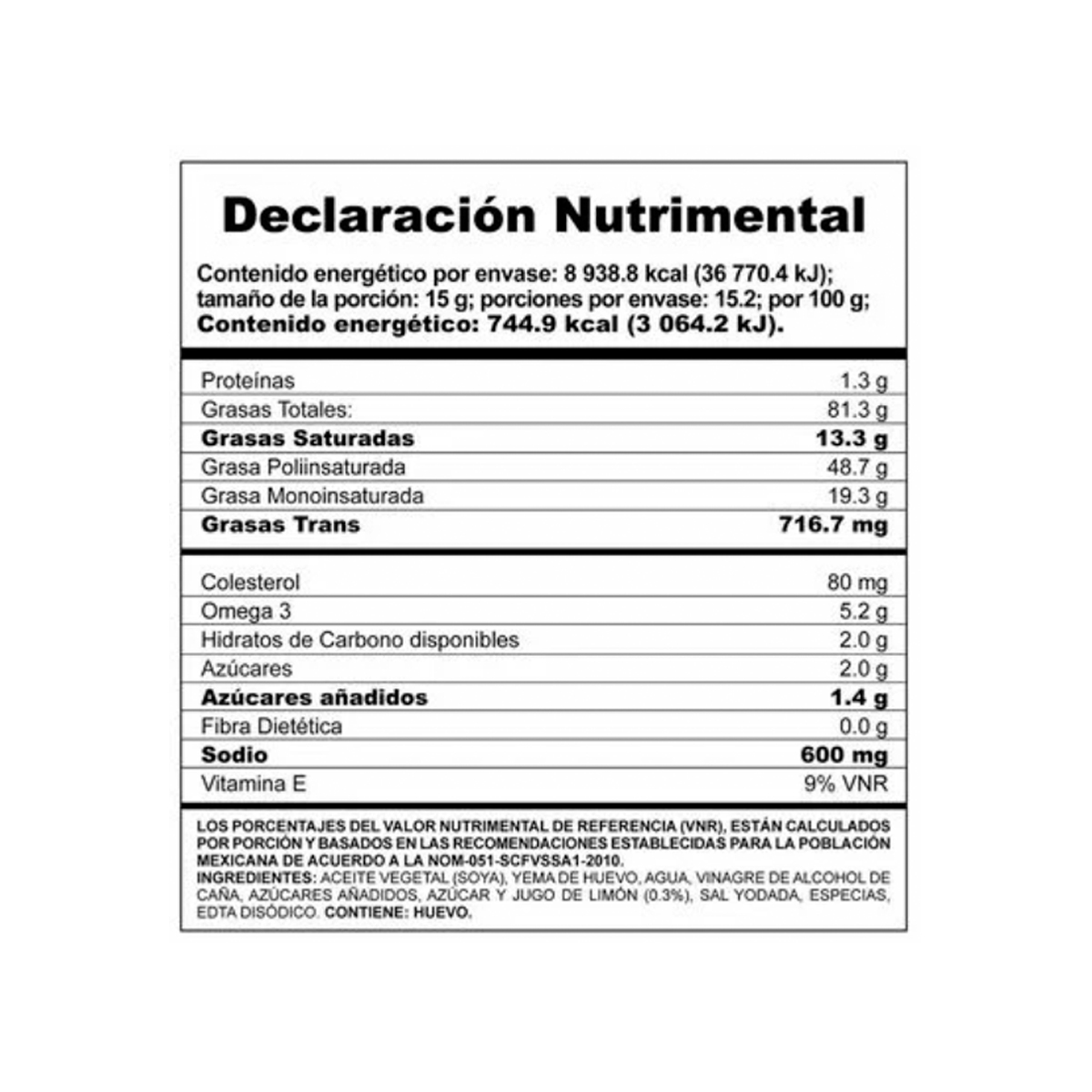 Mayonesa McCormick con Jugo de Limón 3 Piezas 1.2 kg (Grande)