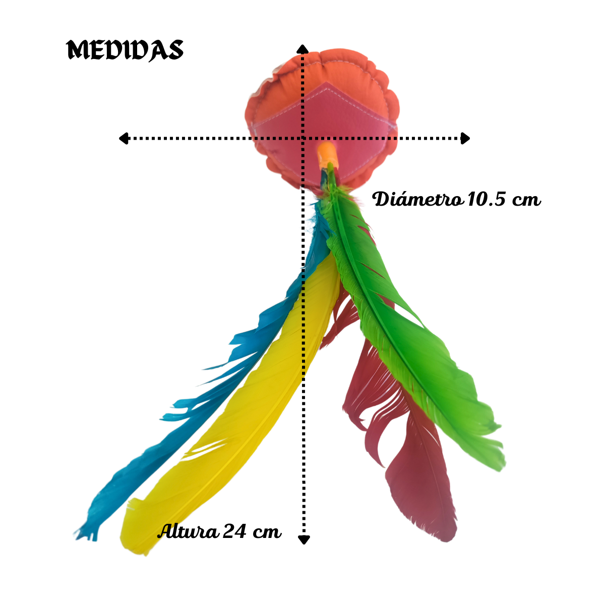 Juego Peteca Indiaca Artesanal Mexicana 24cm Plumas Colores Gallito Tradicional
