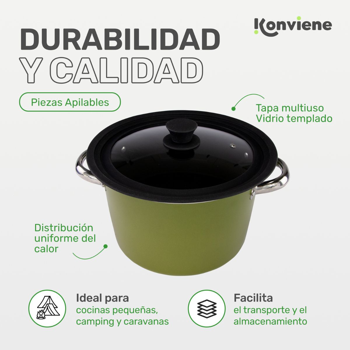 Olla Antiadherente 24cm - Bateria de Cocina - KONVIENE SIEMPRE - Accesorios