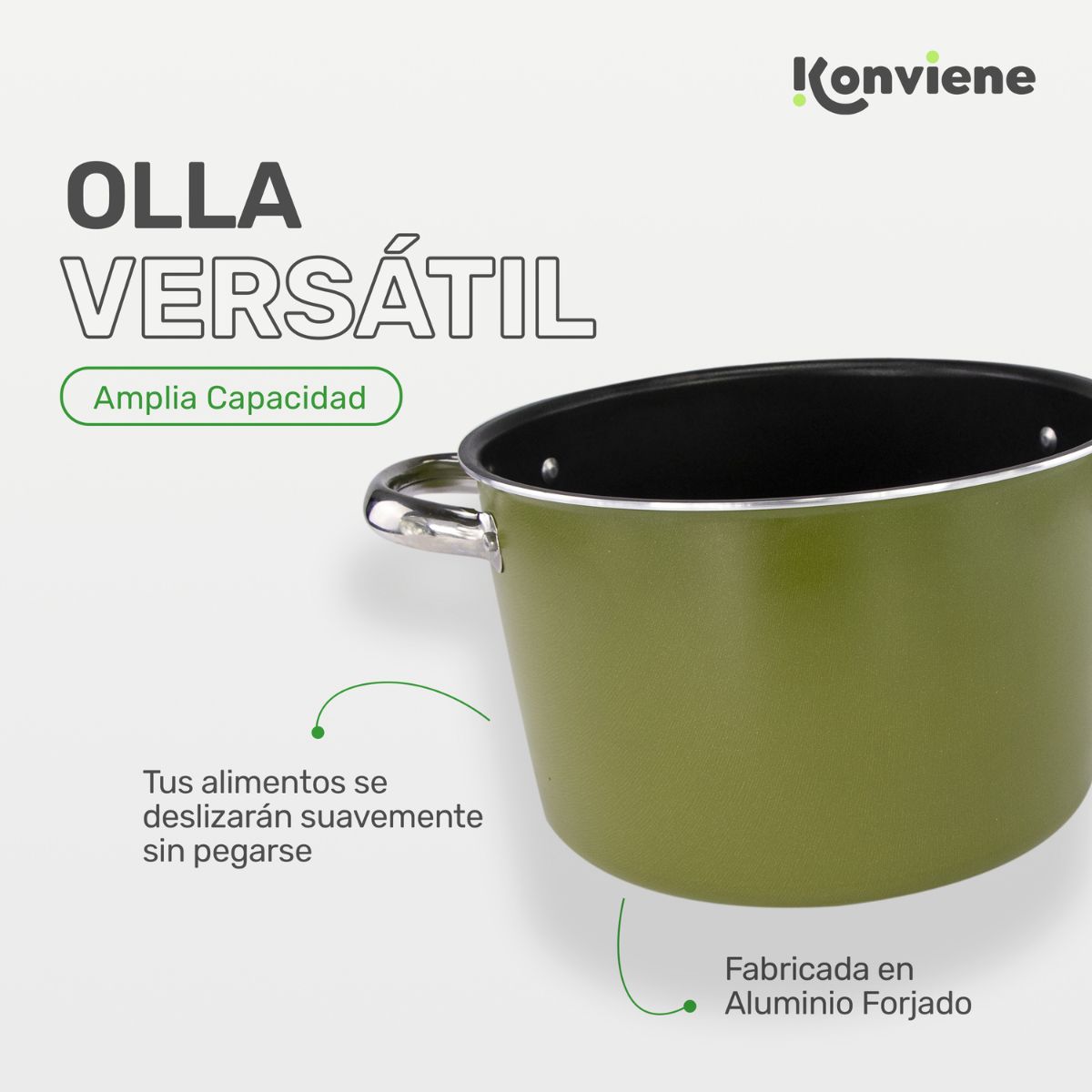 Olla Antiadherente 24cm - Bateria de Cocina - KONVIENE SIEMPRE - Accesorios