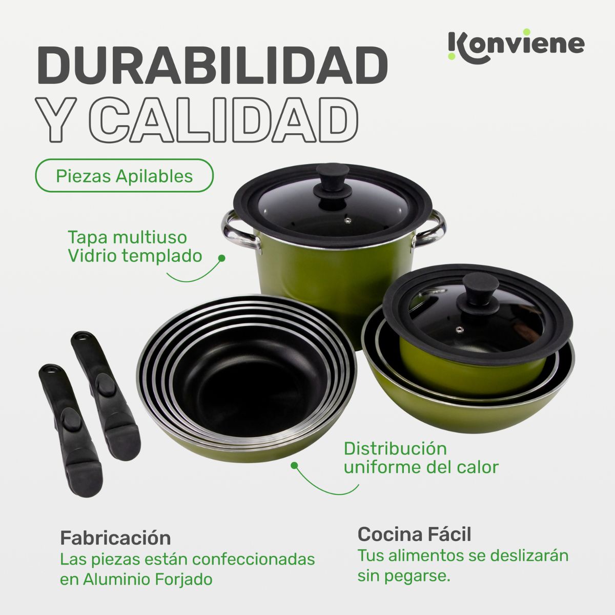 14 Piezas Bateria de Cocina - Accesorios de Hogar & Cocina - KONVIENE SIEMPRE