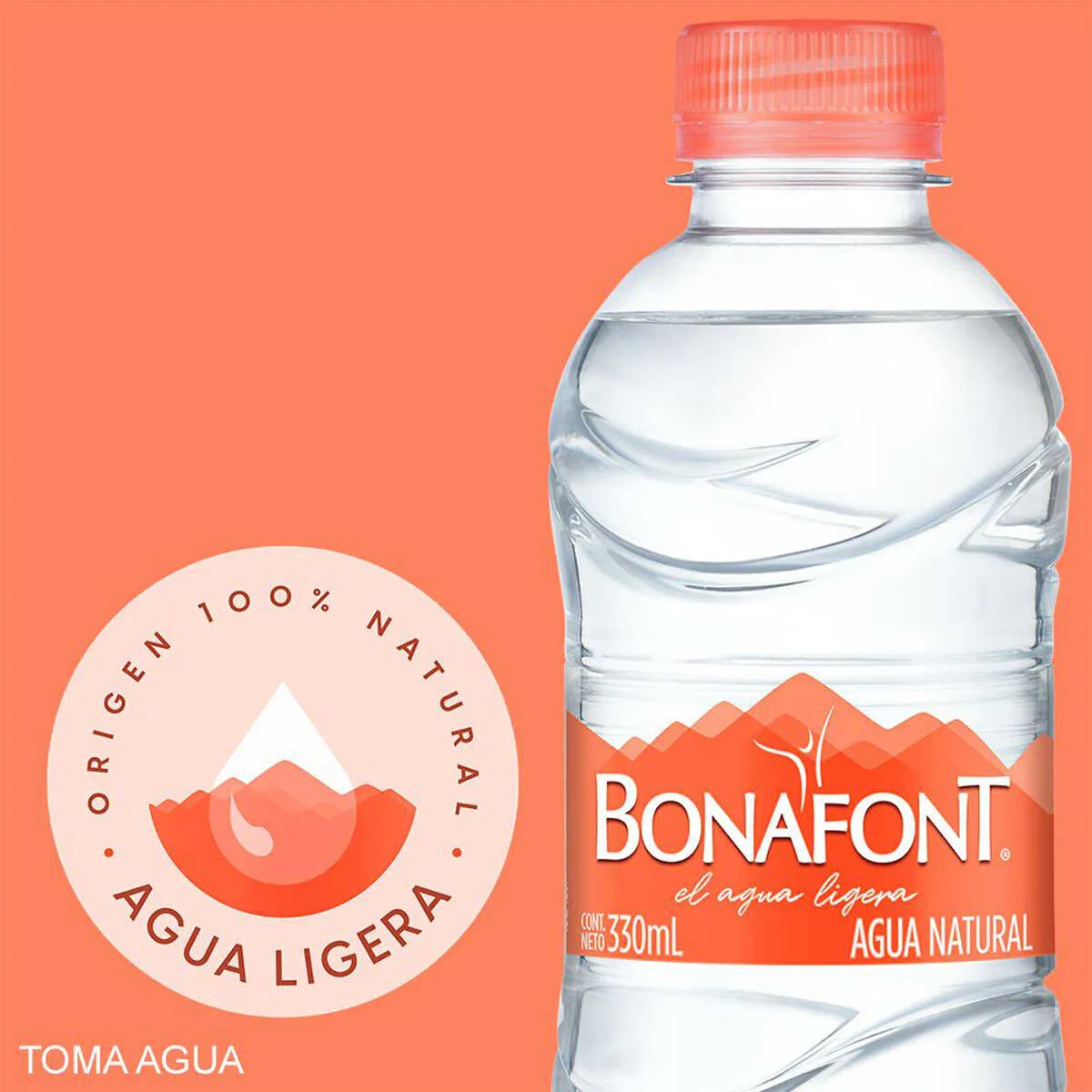 6 Piezas de Agua Natural Bonafont 330 ml