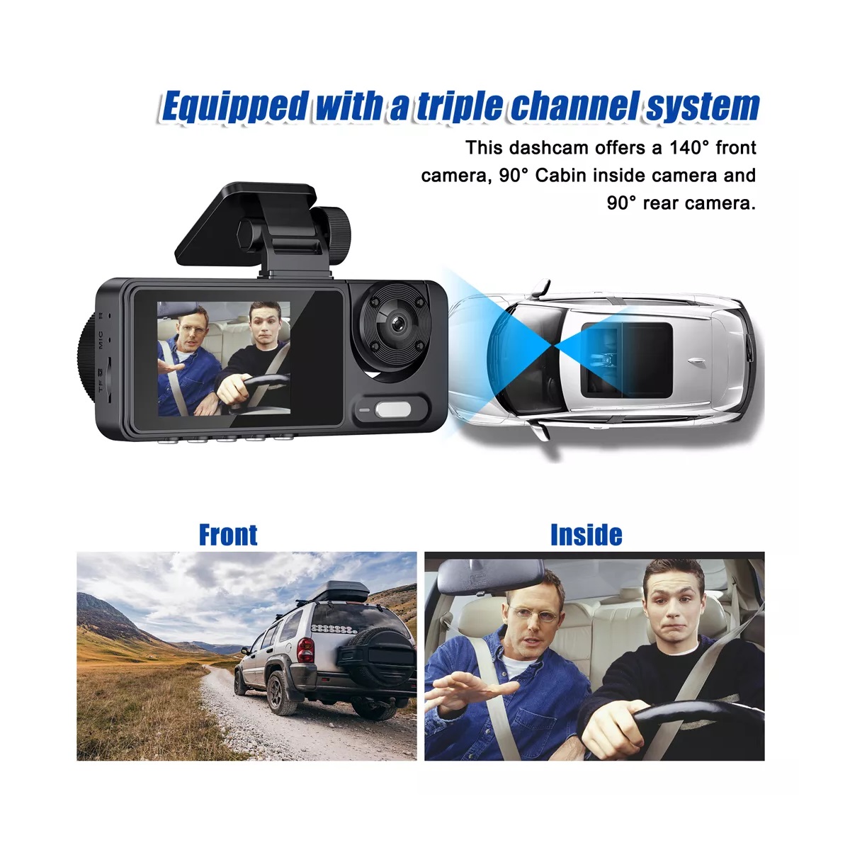 Espejo Retrovisor Camara Para Automoviles Coche Con 3 Cám