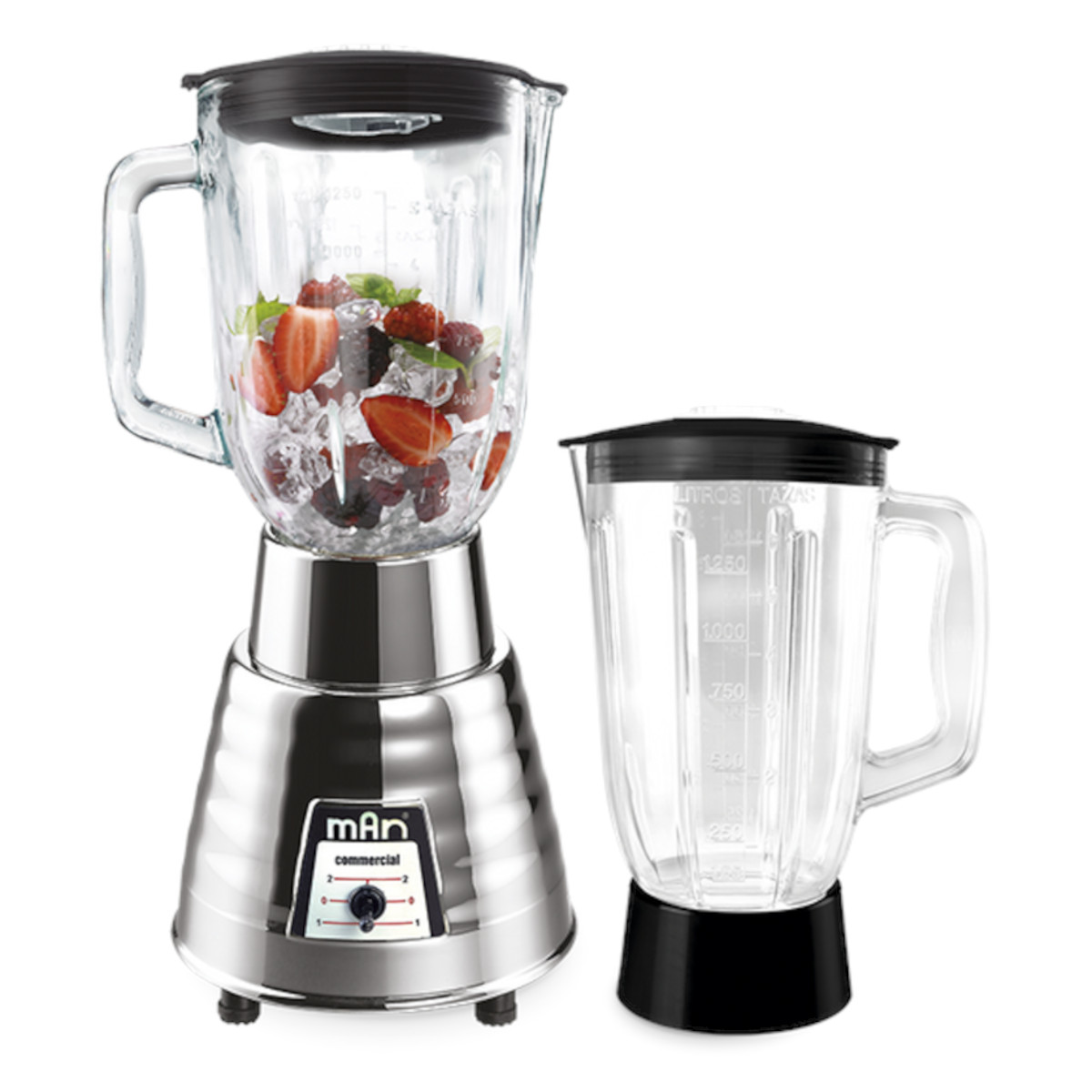 Licuadora MAN LMV-2025 vaso Vidrio 1.5 Lt. 2 vel. 700W + vaso plástico.