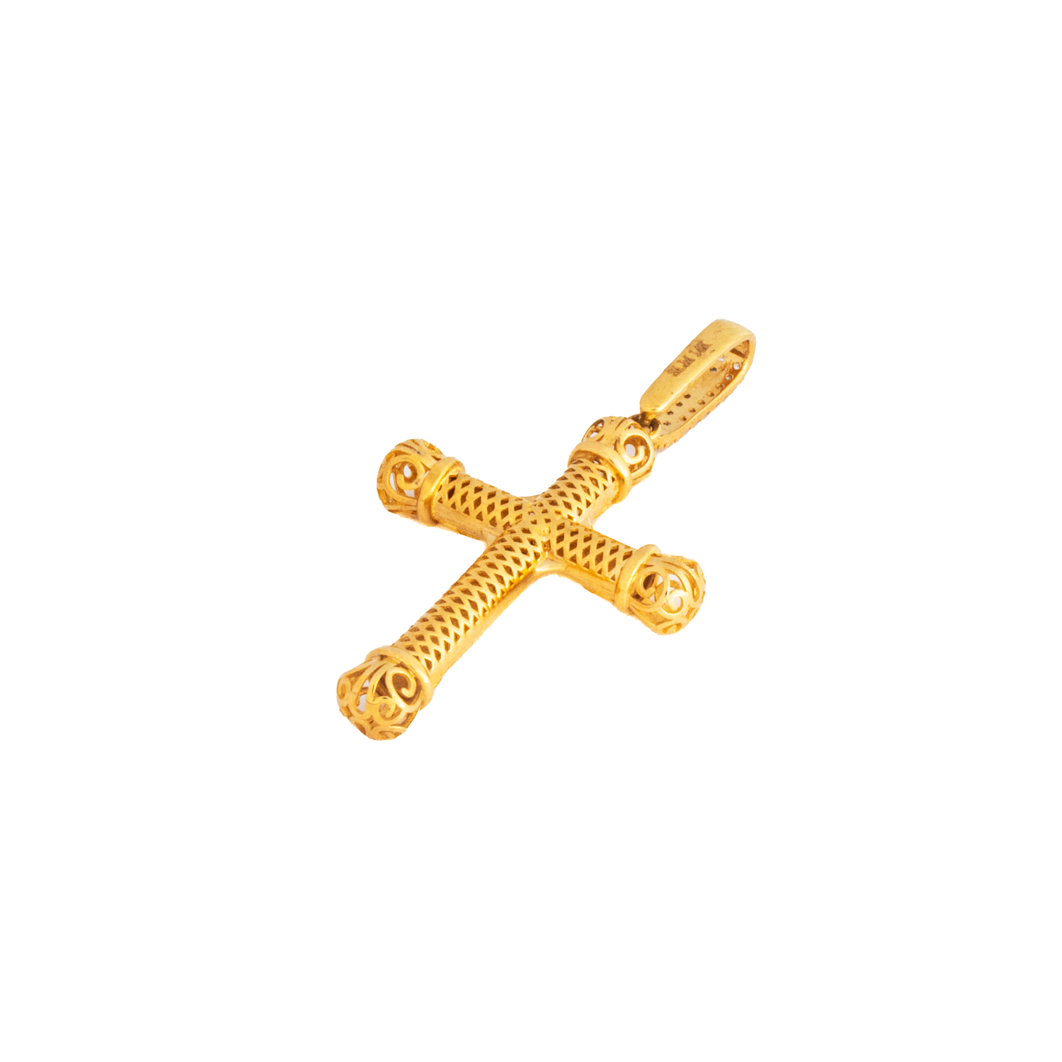 Cruz Con Circonias Oro 14 Kilates. Oro Fino Joyería.