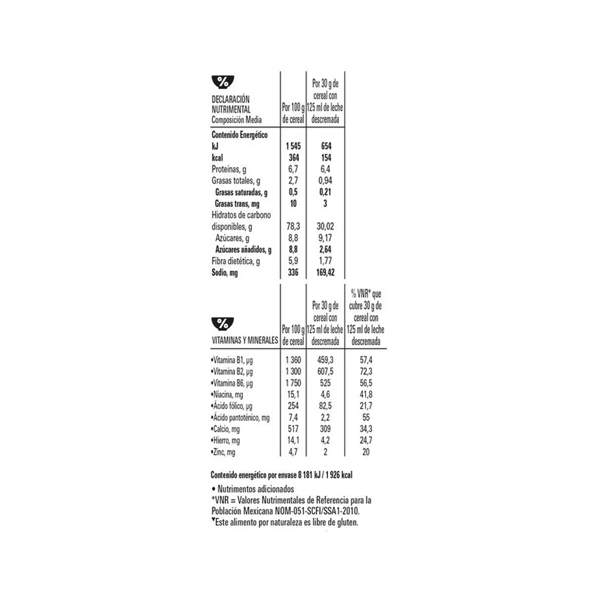 Cereal Nestlé Corn Flakes sin Gluten 530 gramos