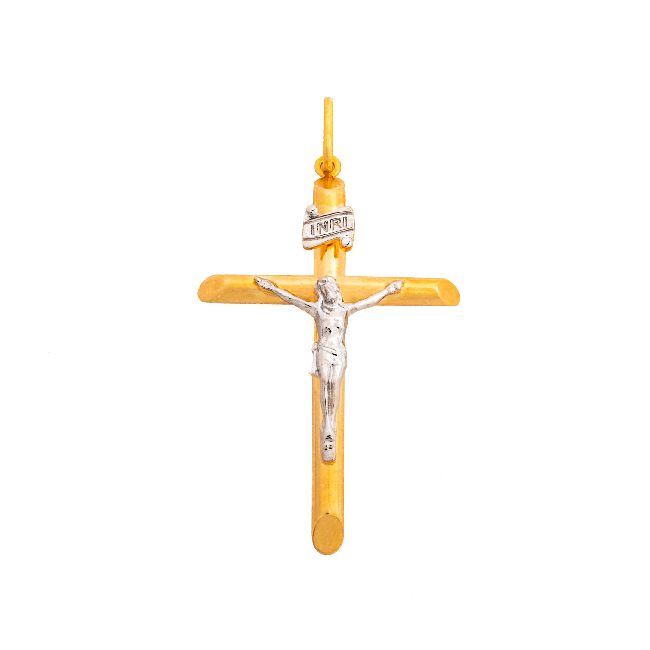 Cristo/cruz 2 Oros. Oro Italiano De 14 K. Oro Fino Joyería.